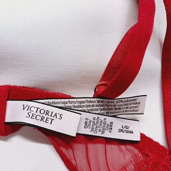 VICTORIA'S SECRET RED Lace SEXY WICKED BALCONETTE TEDDY SZ L Dream Angels - Picture 6 of 11
